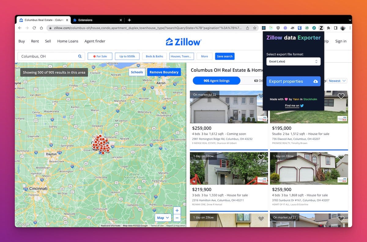 Image of Zillow Data Exporter extension